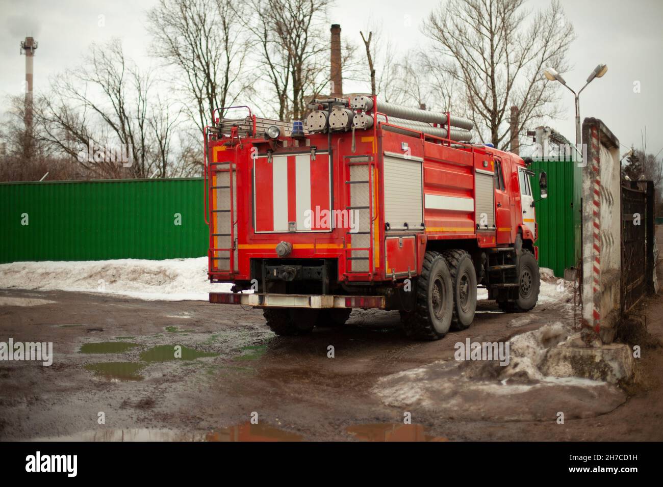 Moscow Fire Engine Fire truck in Moscow. Special equipment for extinguishing fire. The car ...