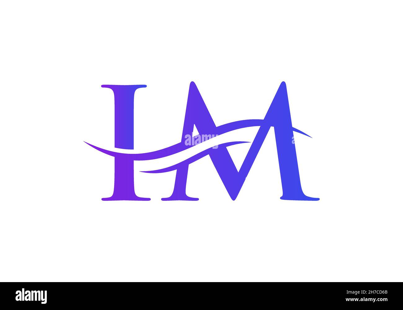 IM Logo design vector. Swoosh letter IM logo design. Initial IM letter linked logo vector template Stock Vector