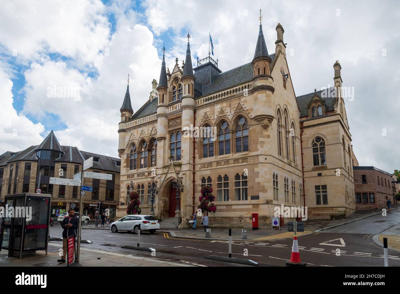 The Victorian gothic architecture of the Inverness Town House, now housing an art gallery Stock Photo
