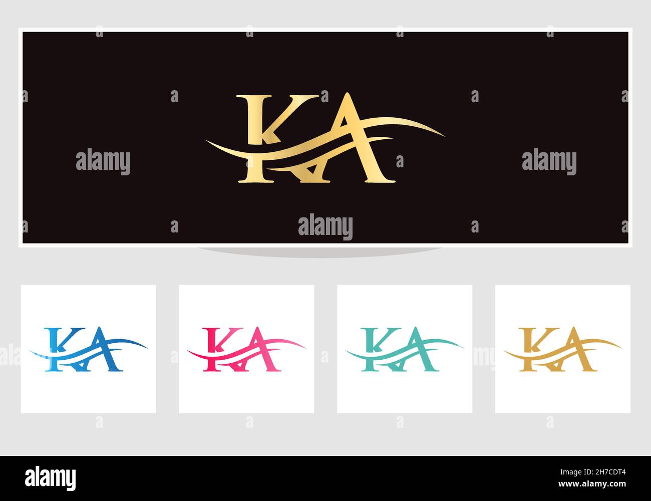 KA logo Design. Premium Letter KA Logo Design with water wave concept Stock Vector
