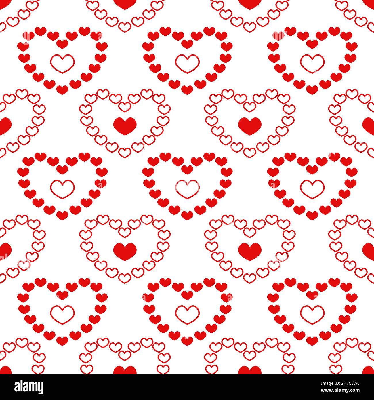 Hearts seamless pattern. White holiday background with red symbols of ...