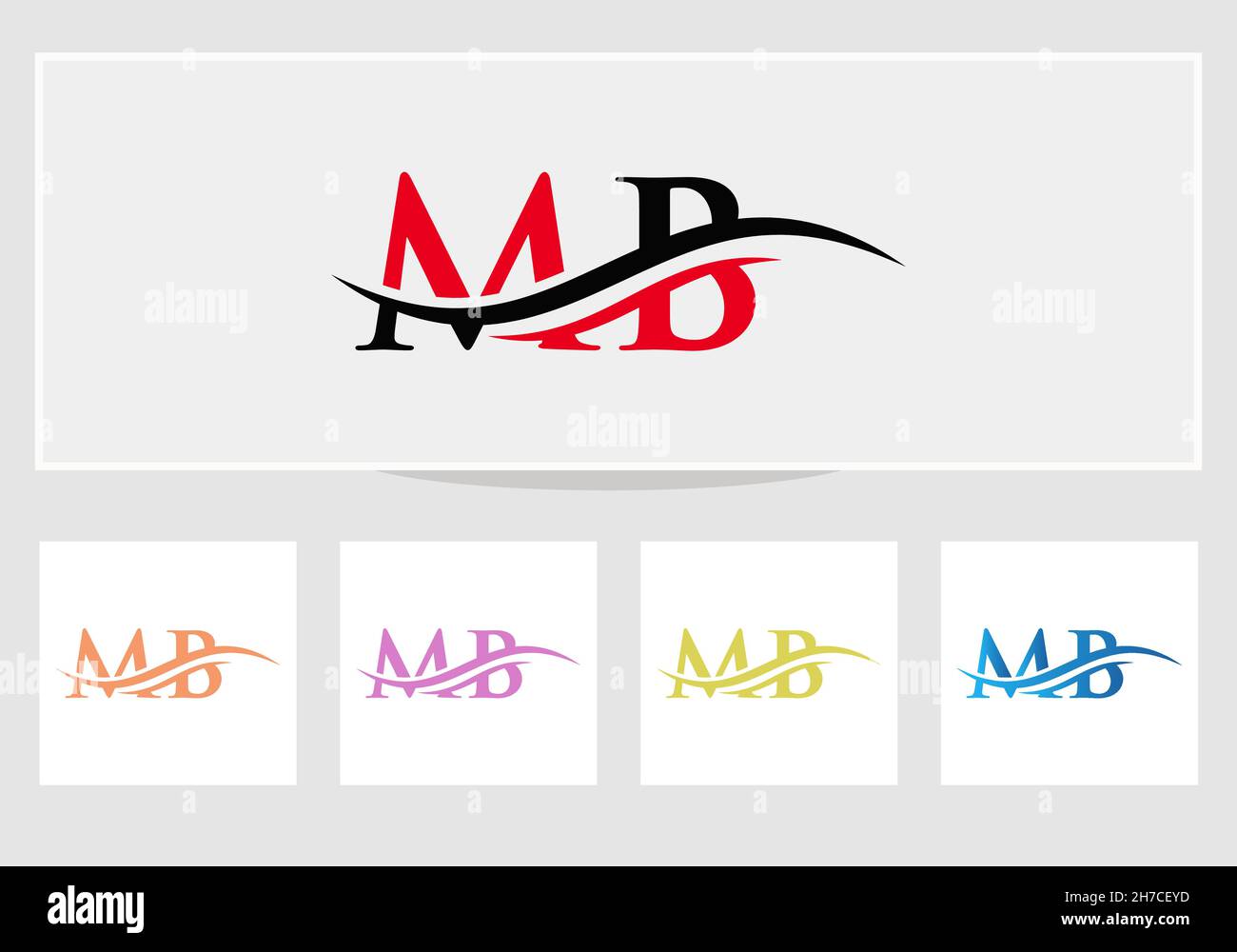 MB logo design. Initial MB letter logo vector. Swoosh letter MB logo design Stock Vector