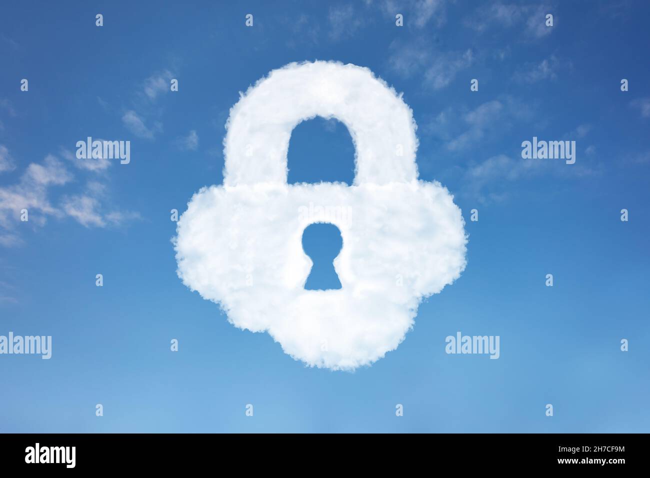 Lock made of cloud software development security Stock Photo