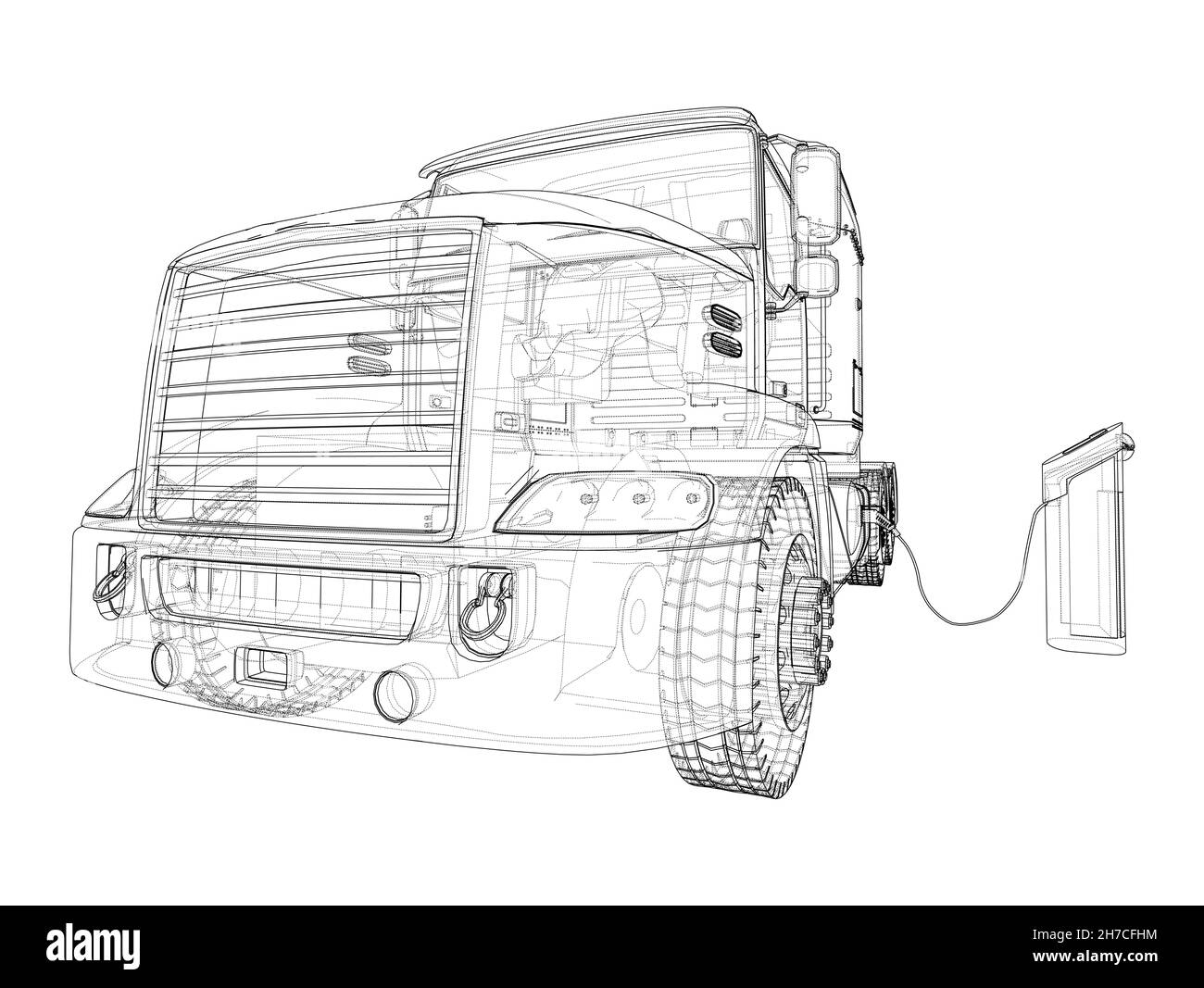 Electric Truck Charging Station Sketch Stock Photo