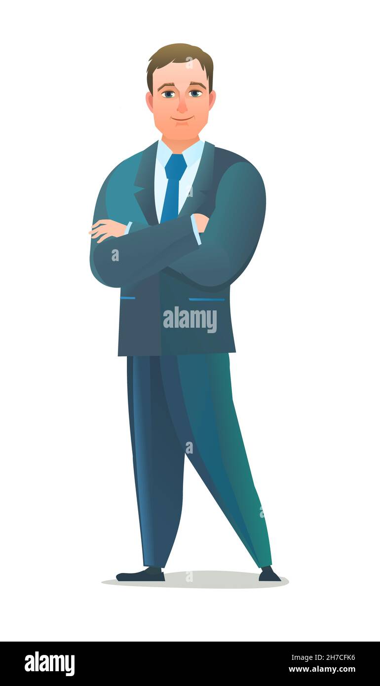 Successful businessman. Cheerful persons in standing pose. Man in