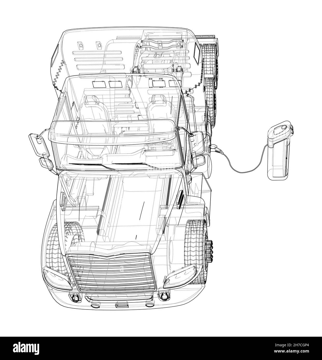 Electric Truck Charging Station Sketch Stock Photo