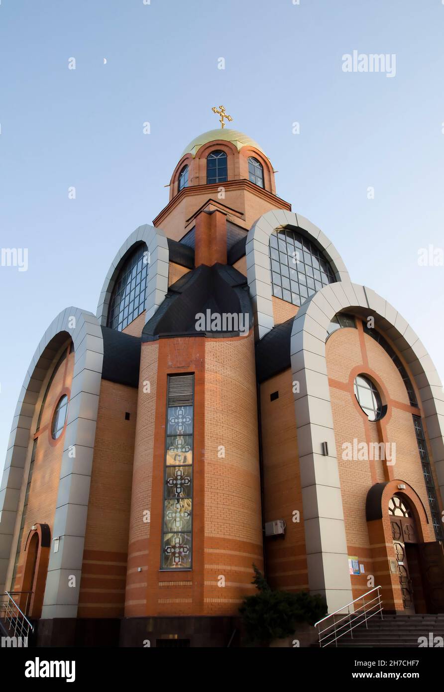 Orthodox church with golden cross and dome in Kiev, Ukraine Stock Photo ...