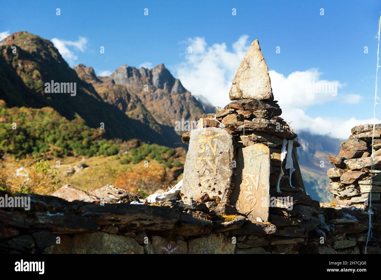 Buddhist prayer wall in Nepal Himalayas mountains Stock Photo - Alamy