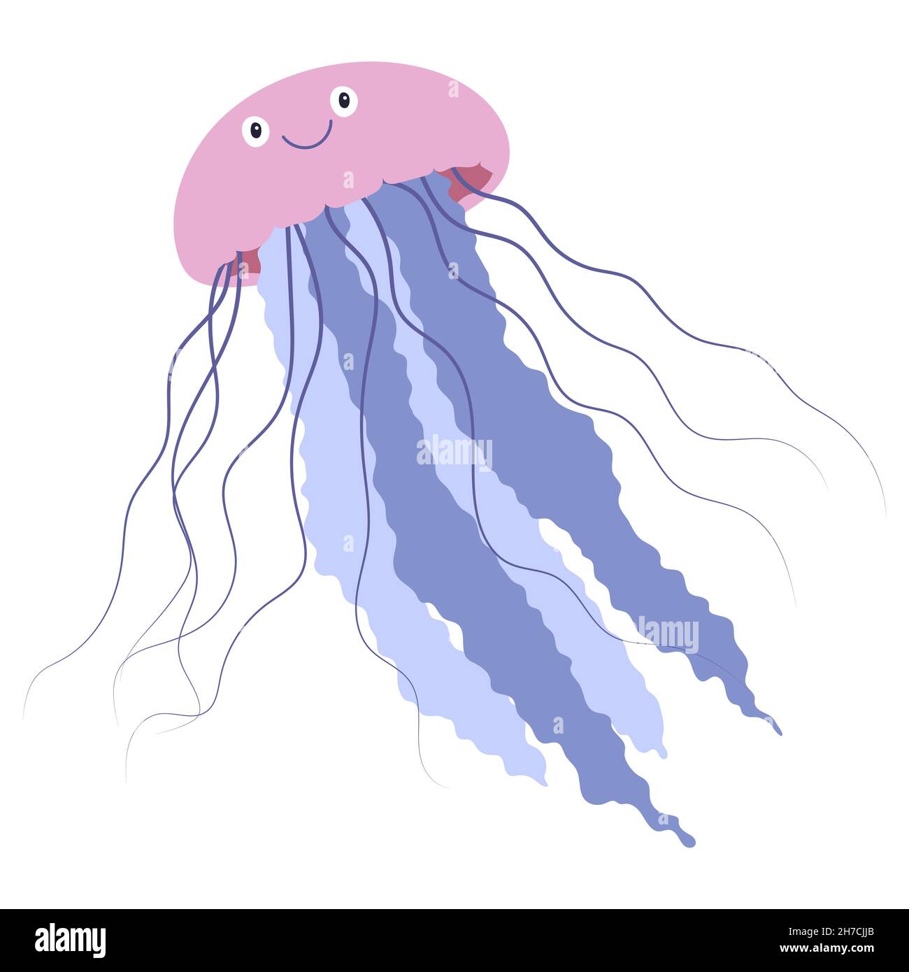 Beautiful cartoon illustration with colorful sea animals jellyfish on white  background for print design. Kid graphic. Sea underwater life. Vector  isolated hand drawing Stock Vector Image & Art - Alamy