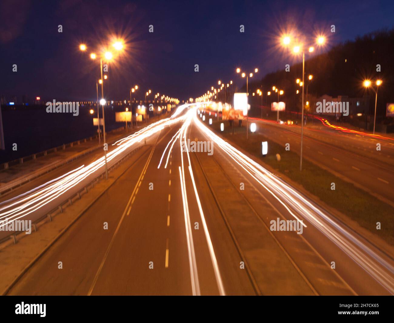 European night highway conceptual photo - Kiev, Ukraine Stock Photo