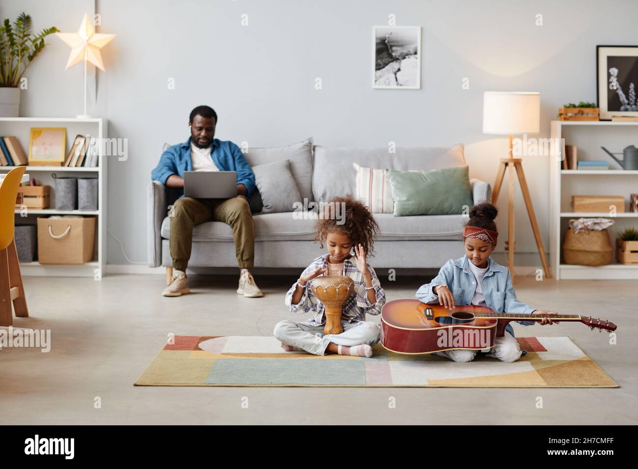 African american children playing instruments hi-res stock photography