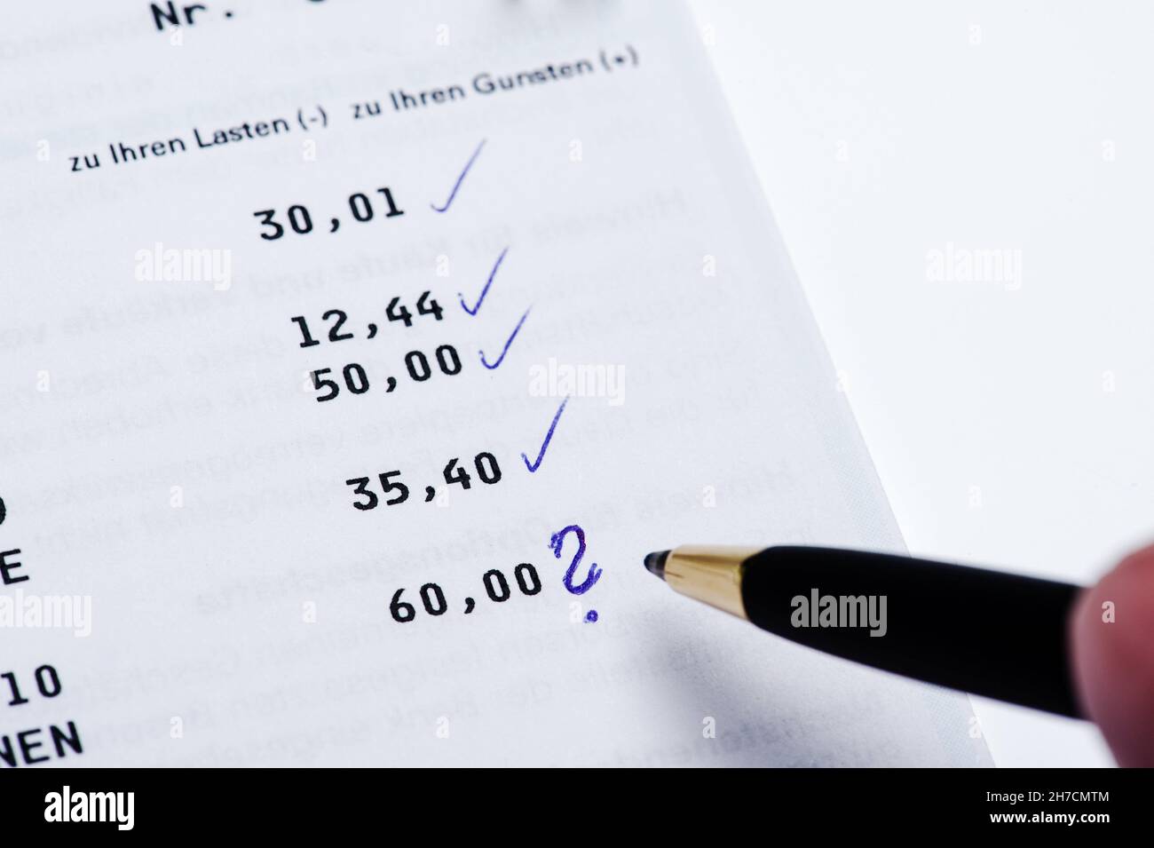 bank statement, check account , Germany Stock Photo