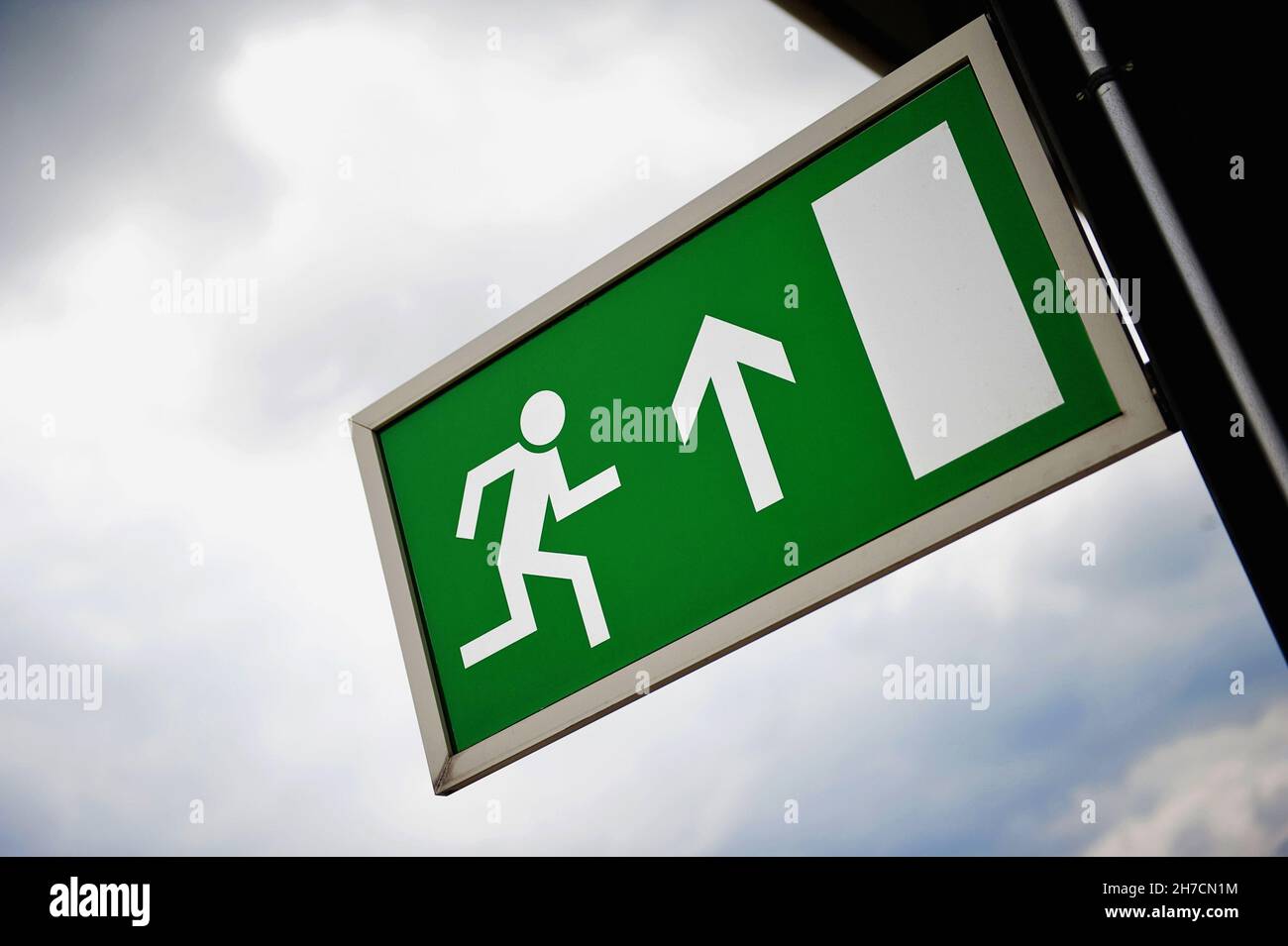 sign exit path at an office building, Germany Stock Photo