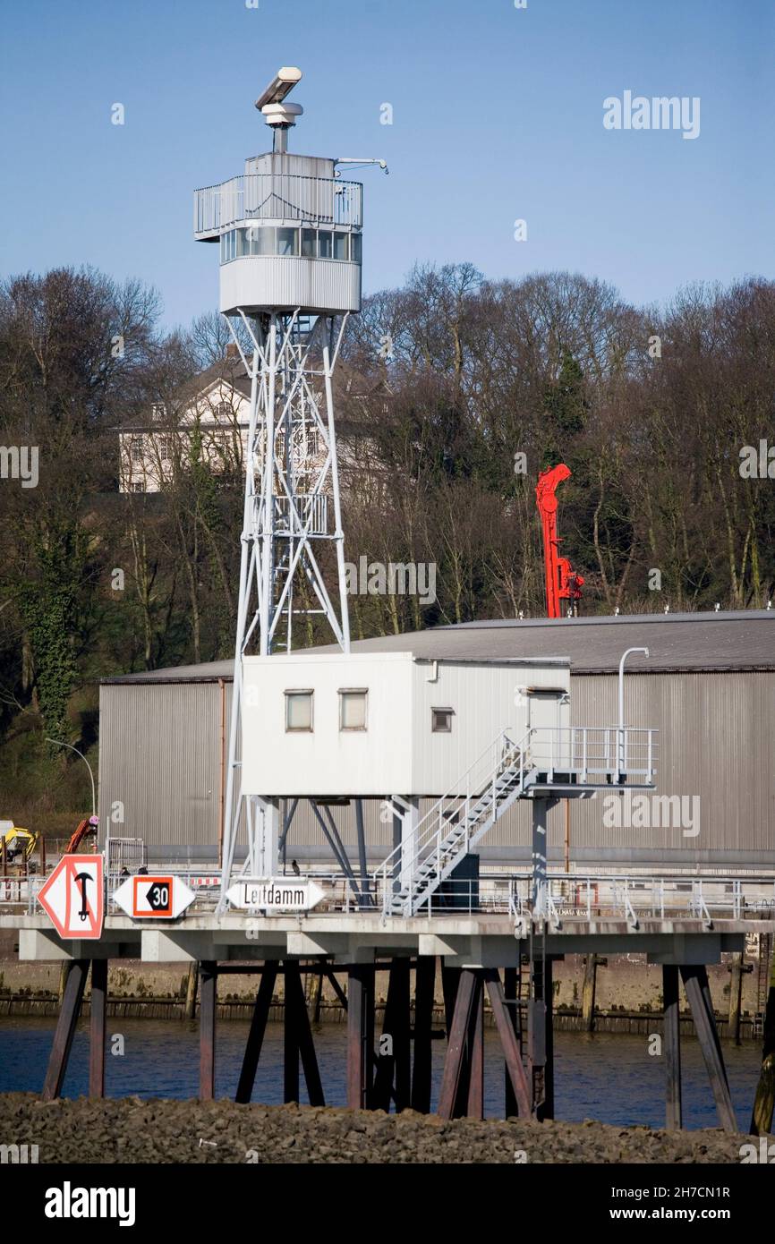 Radar mast in the port of Hamburg, Germany, Hamburg, Port of Hamburg Stock Photo