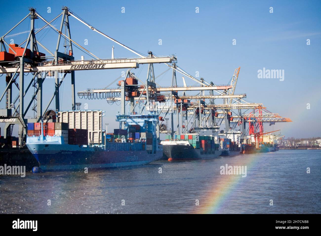 Container Terminal Hamburg, Germany, Hamburg, Port of Hamburg Stock Photo