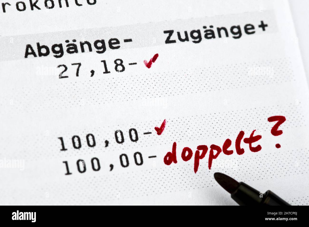 bank statement, check account , Germany Stock Photo - Alamy