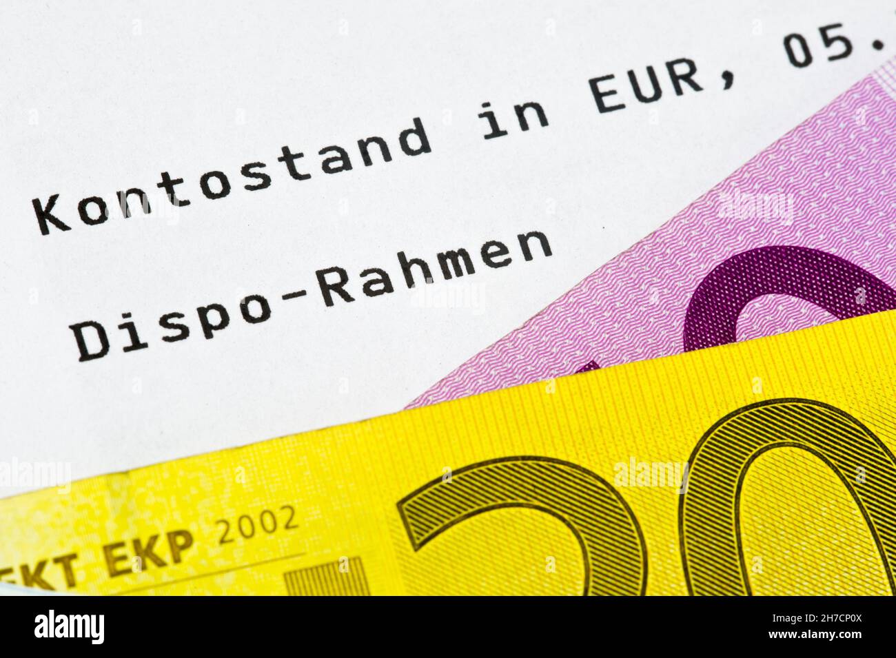 statement of bank account, with Euro bills, Germany Stock Photo