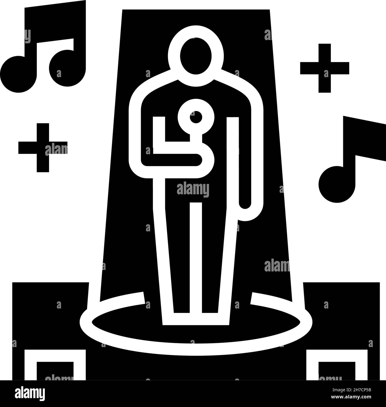 singer performance song on stage glyph icon vector illustration Stock ...