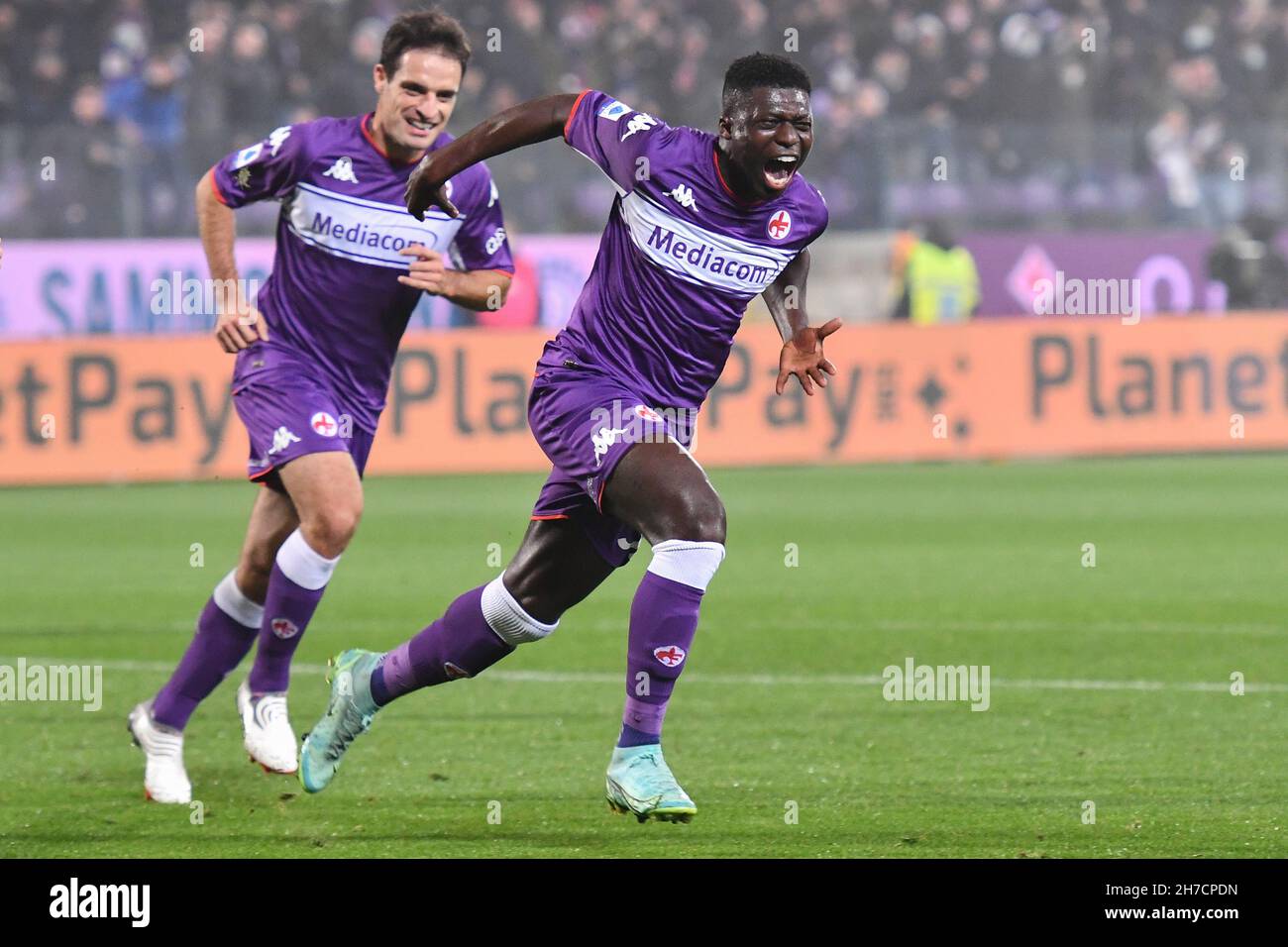 Florence, Italy. 21st Mar, 2021. Dusan Vlahovic (ACF Fiorentina) during ACF  Fiorentina vs AC Milan, Italian football Serie A match in Florence, Italy,  March 21 2021 Credit: Independent Photo Agency/Alamy Live News