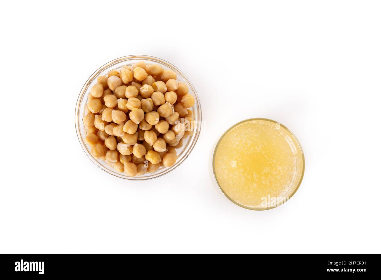 Chickpea water aquafaba isolated on white background. Chickpea water is
