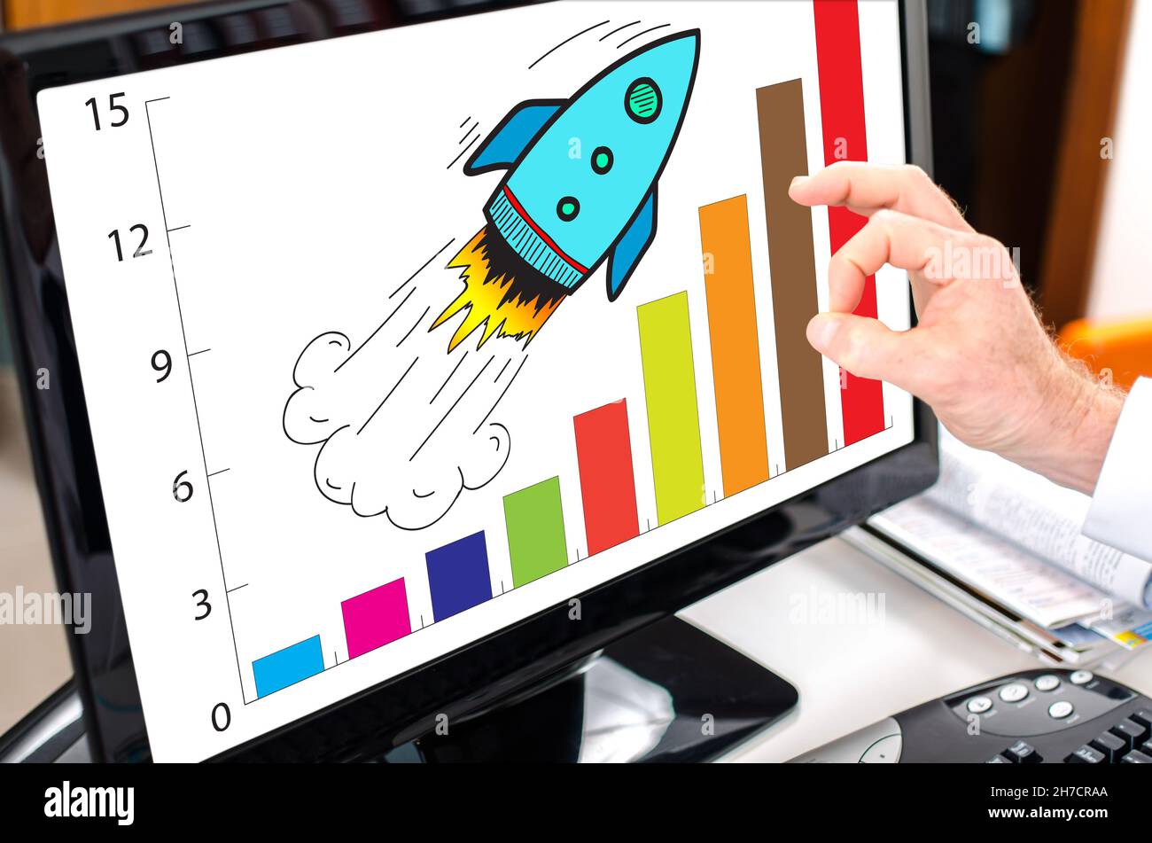 Business success concept shown on a computer screen Stock Photo