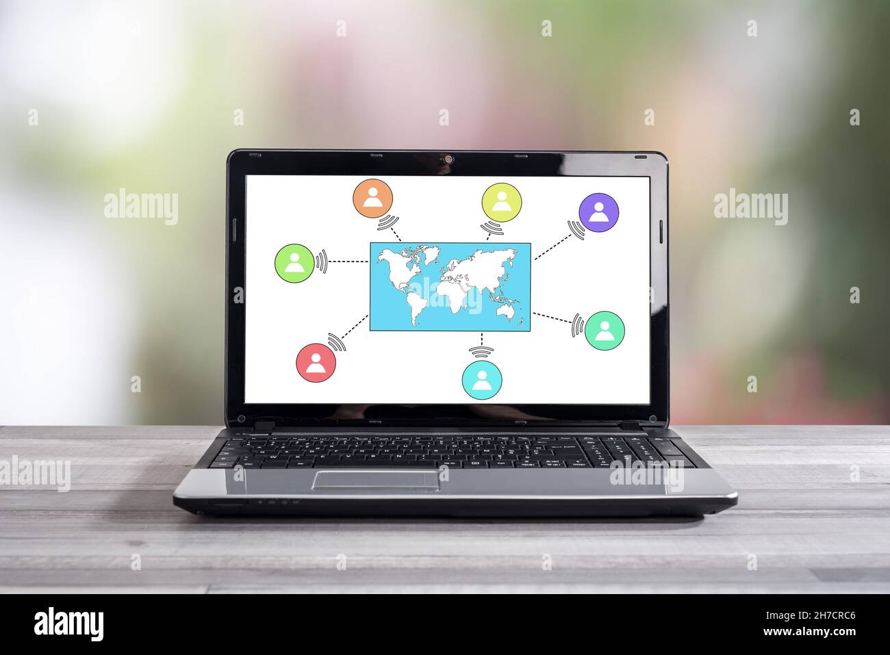 Global connection concept shown on a laptop screen Stock Photo - Alamy