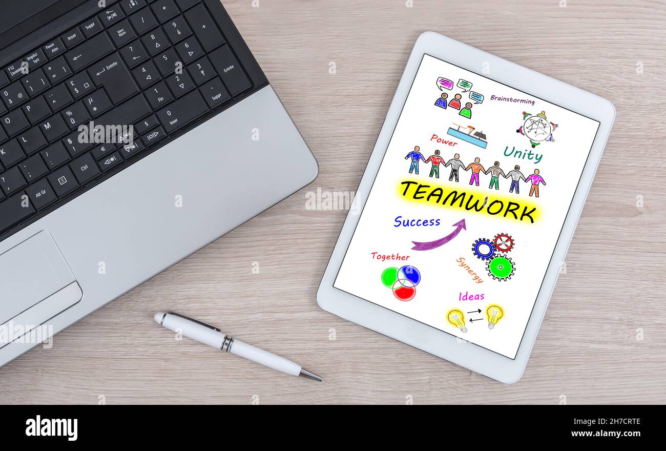 Teamwork concept shown on a digital tablet Stock Photo