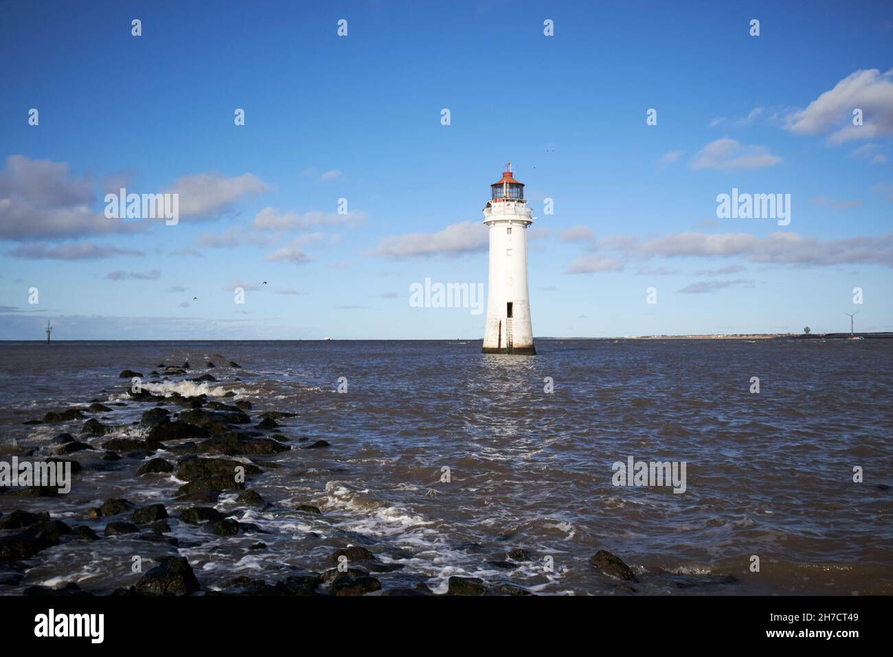 perch rock lighthouse New Brighton lighthouse the Wirral merseyside uk Stock Photo
