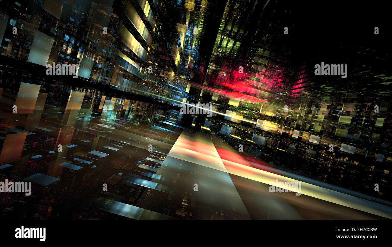 High Tech Concept Renders Hi tech digital interior Abstract data center server, business ...