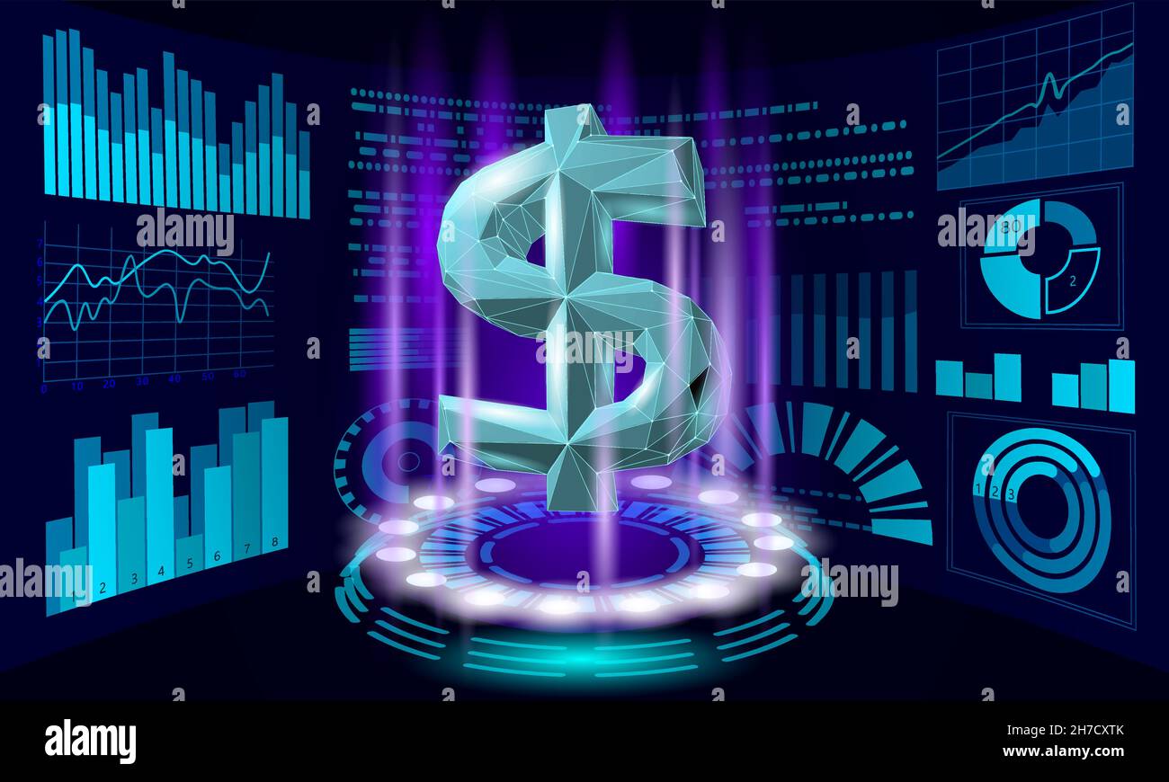 3D digital dollar currency. USA America finance ebanking wallet. Low