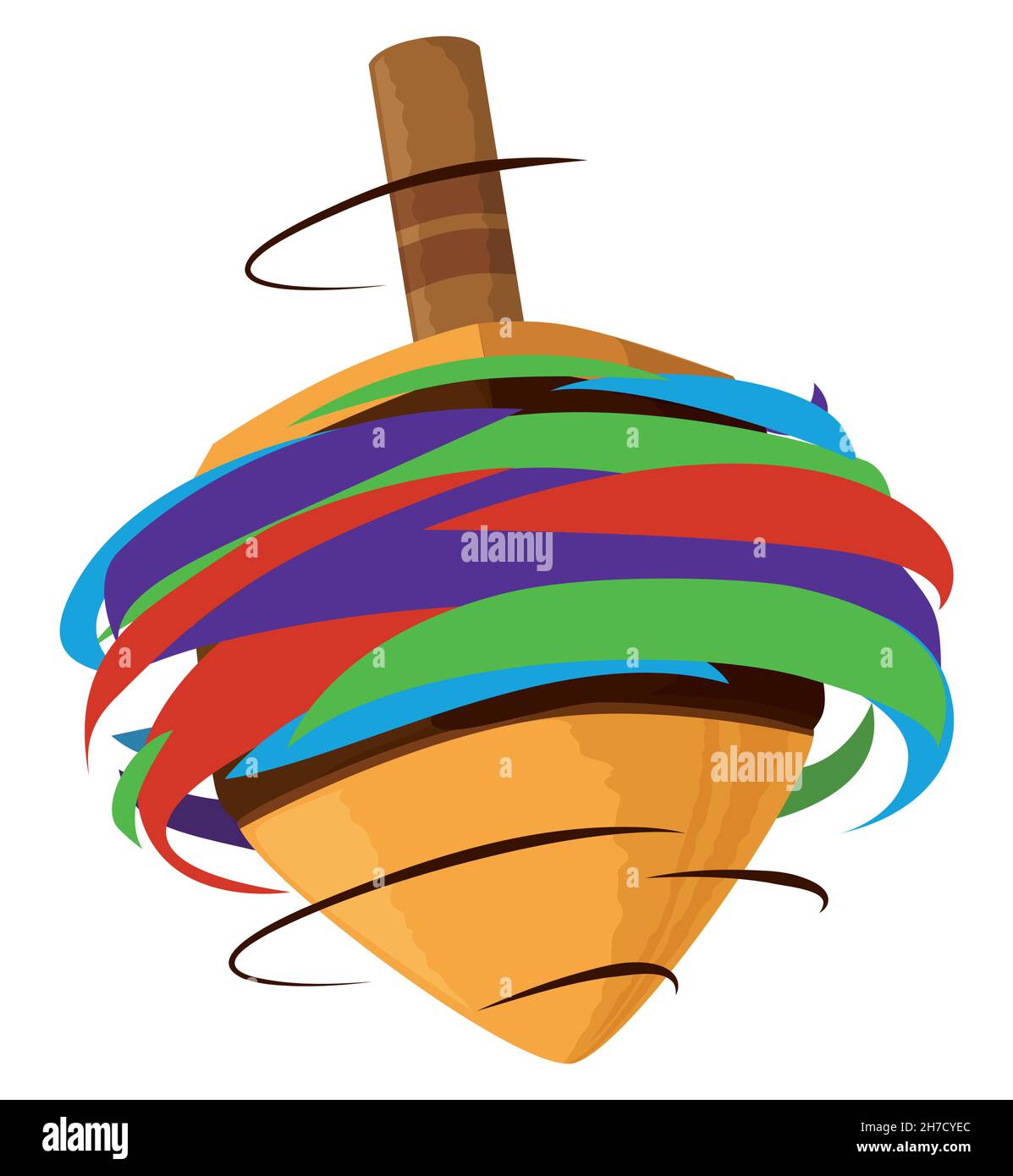 Isolated colorful spinning dreidel or teetotum toy to play during