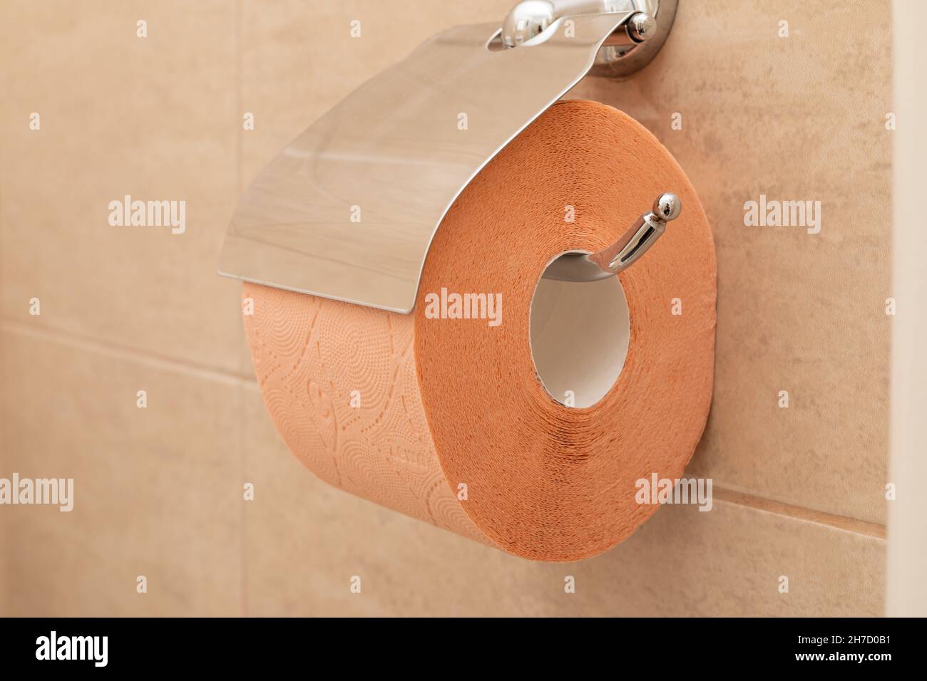Toilet paper hang on the toilet wall Stock Photo Alamy