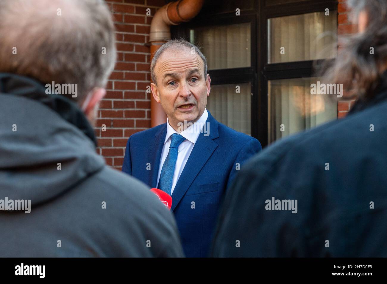 Knocknaheeny, Cork, Ireland. 22nd Nov, 2021. An Taoiseach, Micheál Martin today launched College Awareness Week 2021 and planted a tree at the Terence MacSwiney School in Knocknaheeny, Cork. Credit: AG News/Alamy Live News Stock Photo