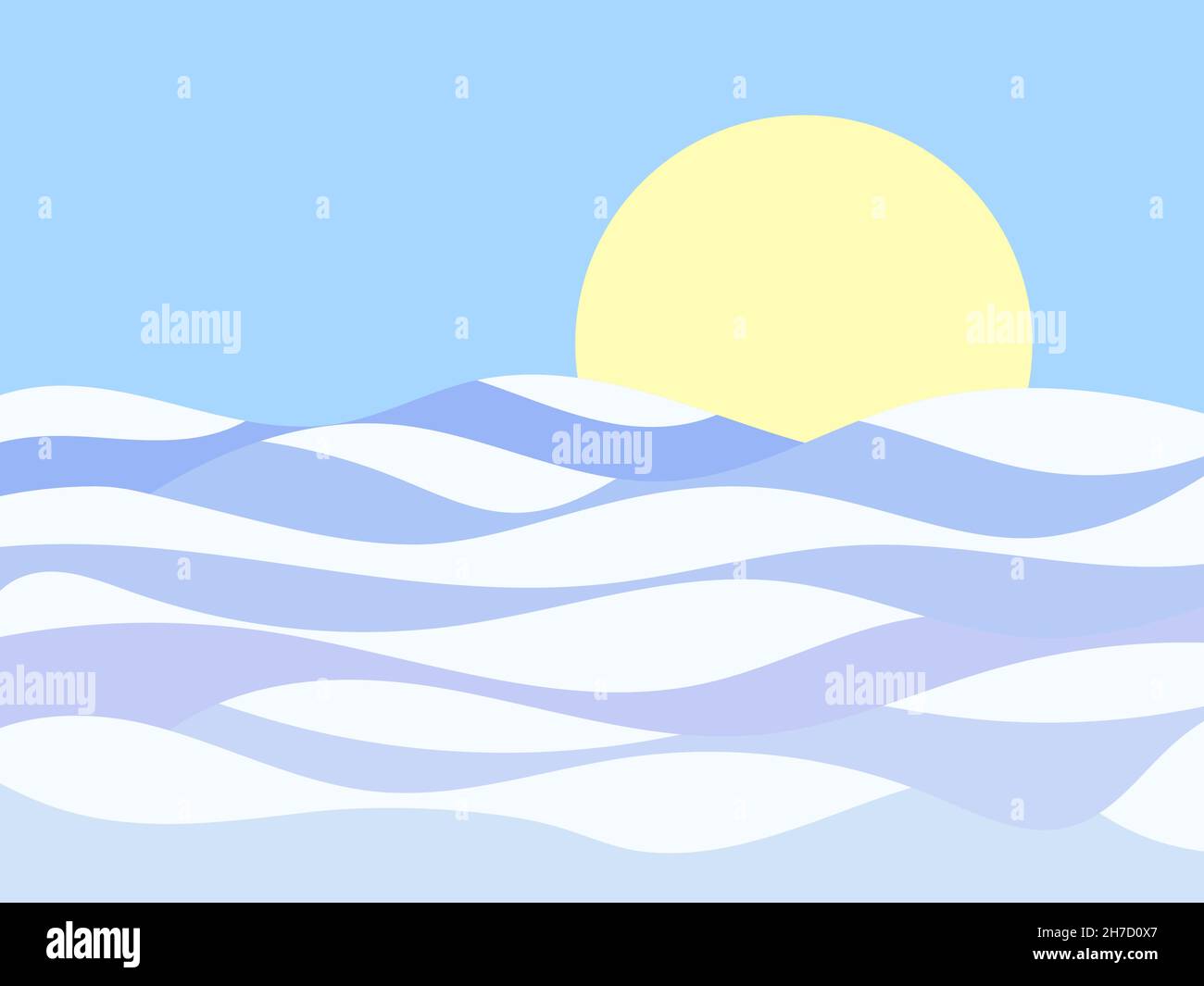 Winter landscape with snowy hills. Mountain landscape in a flat style ...
