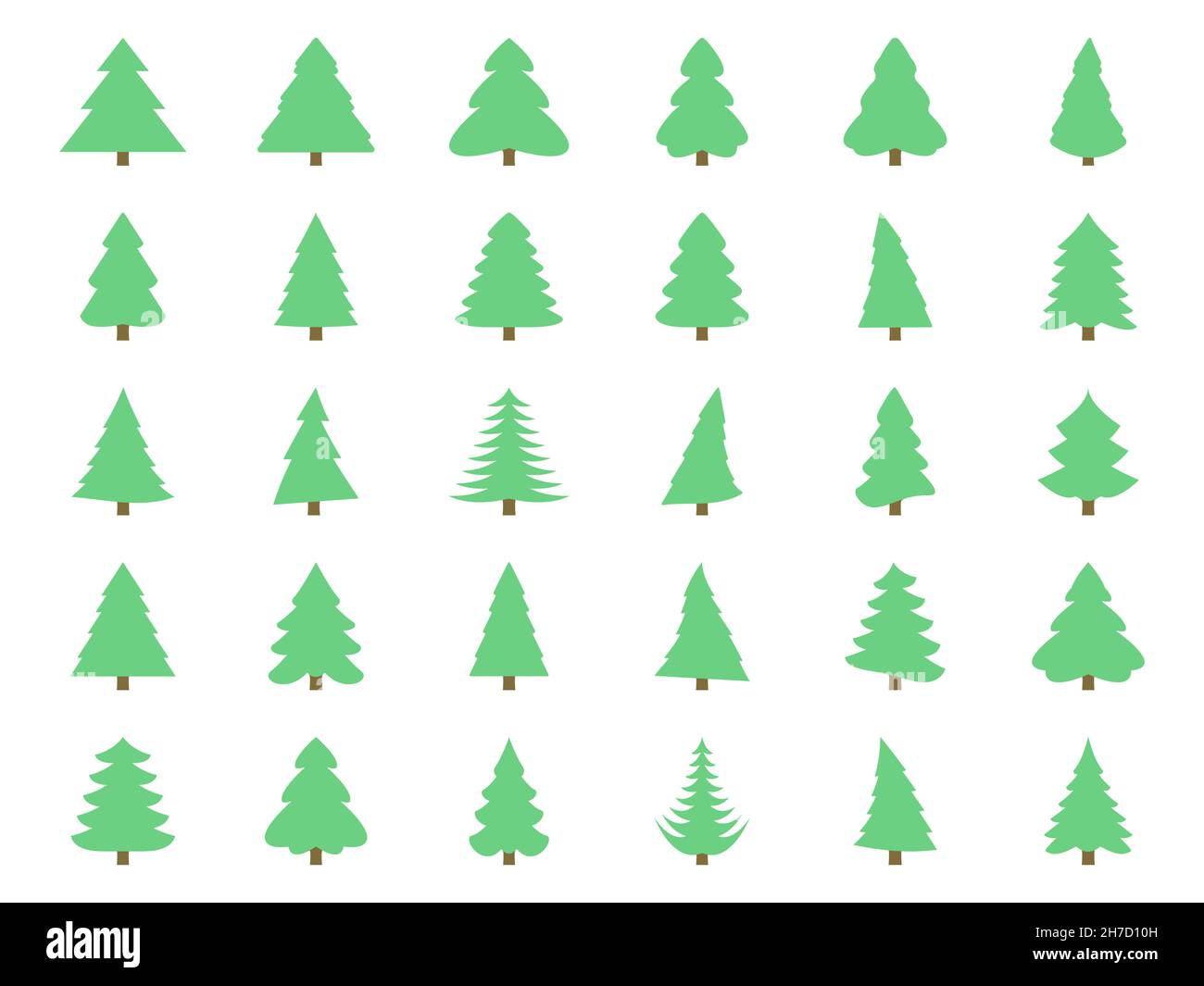 Collection of Christmas trees icons isolated on white background ...
