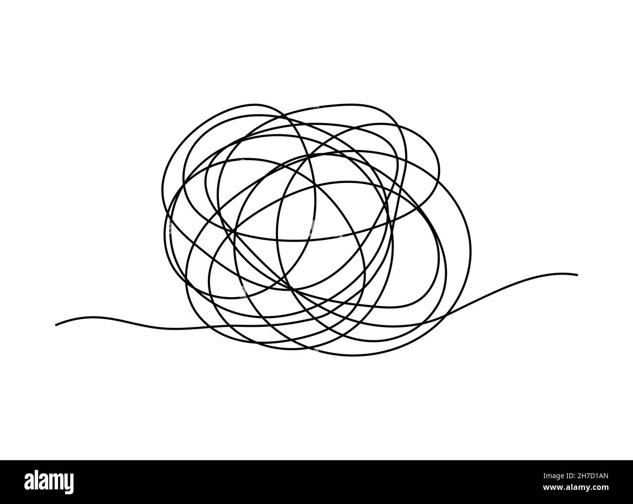 Abstract tangled texture. Random chaotic lines. Hand drawn object from the beginning and the end. Vector illustration. Stock Vector
