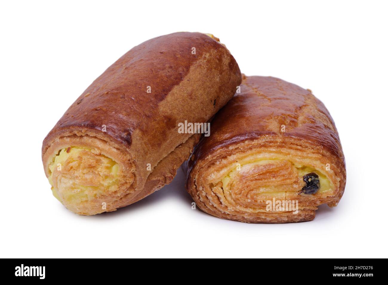 Pastry buns with stuffing isolated on white background Stock Photo
