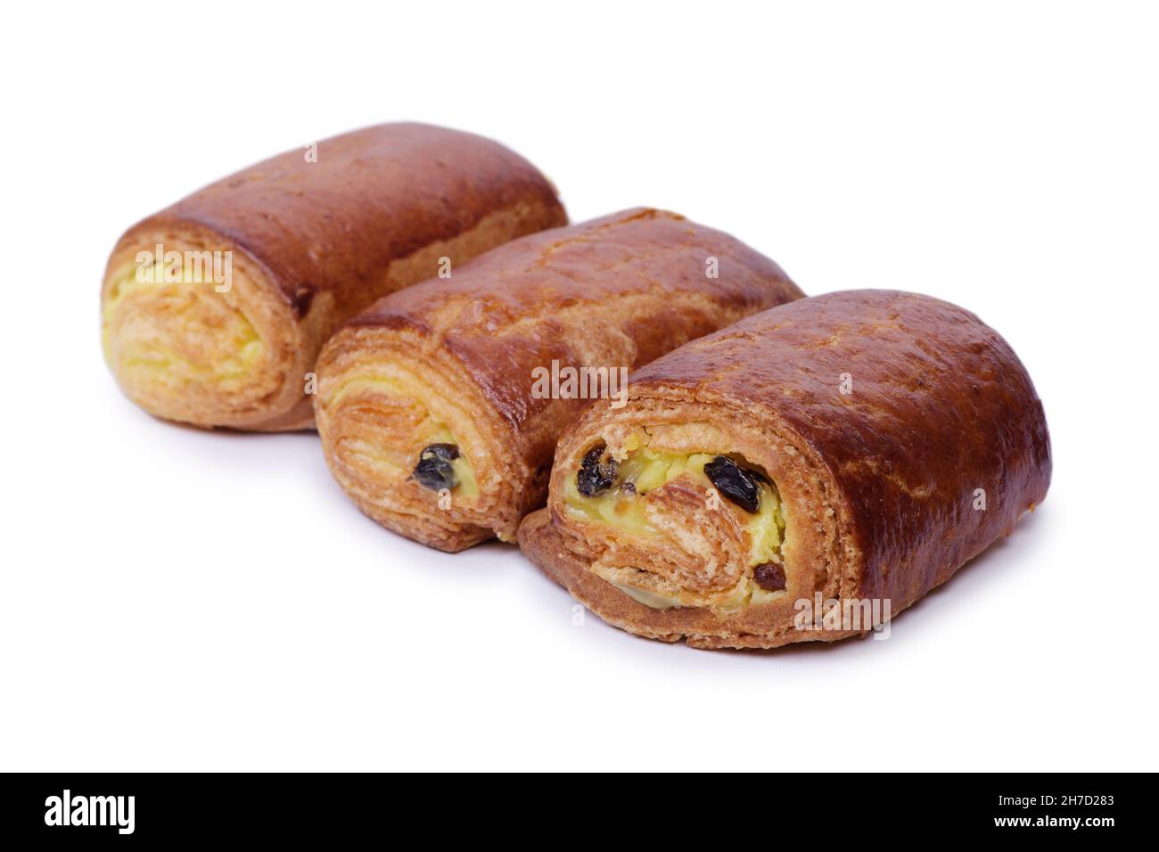 Pastry buns with stuffing isolated on white background Stock Photo