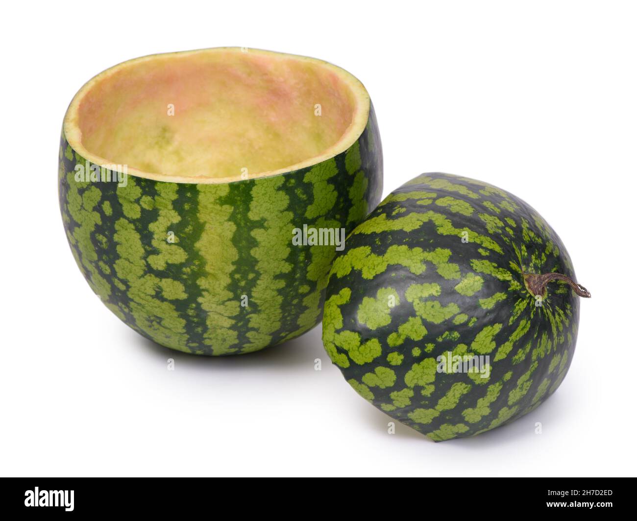 Hollow watermelon with empty peel isolated over white background Stock