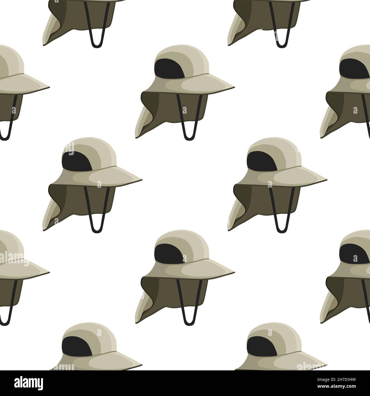 Illustration on theme colored pattern fishing hats, beautiful caps in white background. Caps pattern consisting of collection fishing hats for wearing Stock Vector