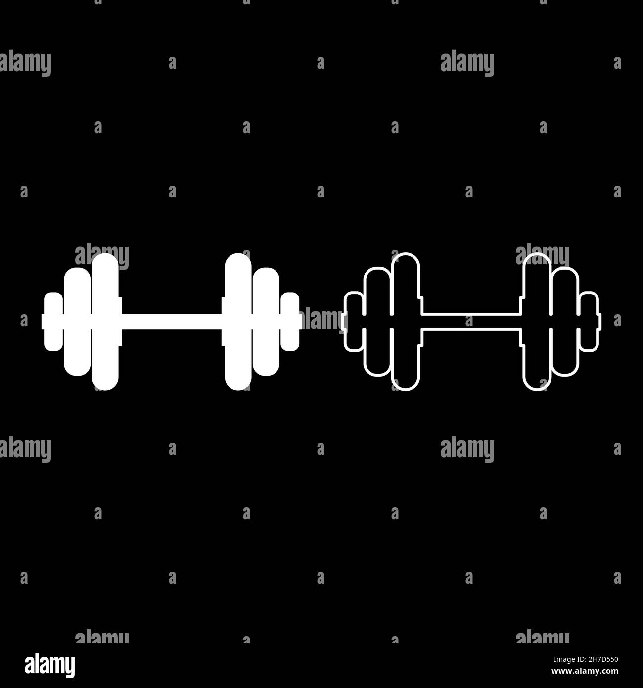 Dumbell Dumbbell disc weight training equipment icon white color vector illustration flat style simple image set Stock Vector