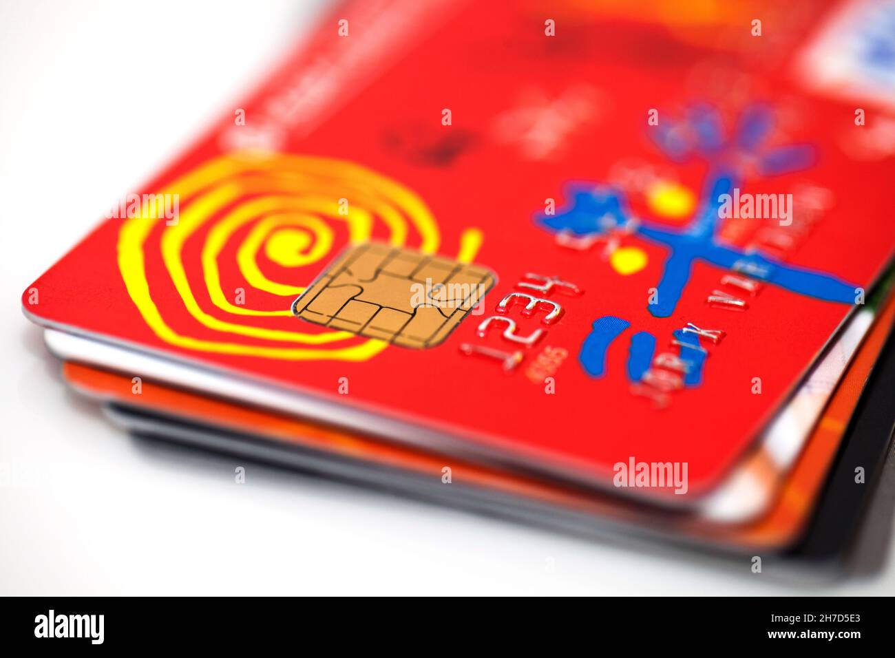 Credit cards isolated on white background Stock Photo - Alamy