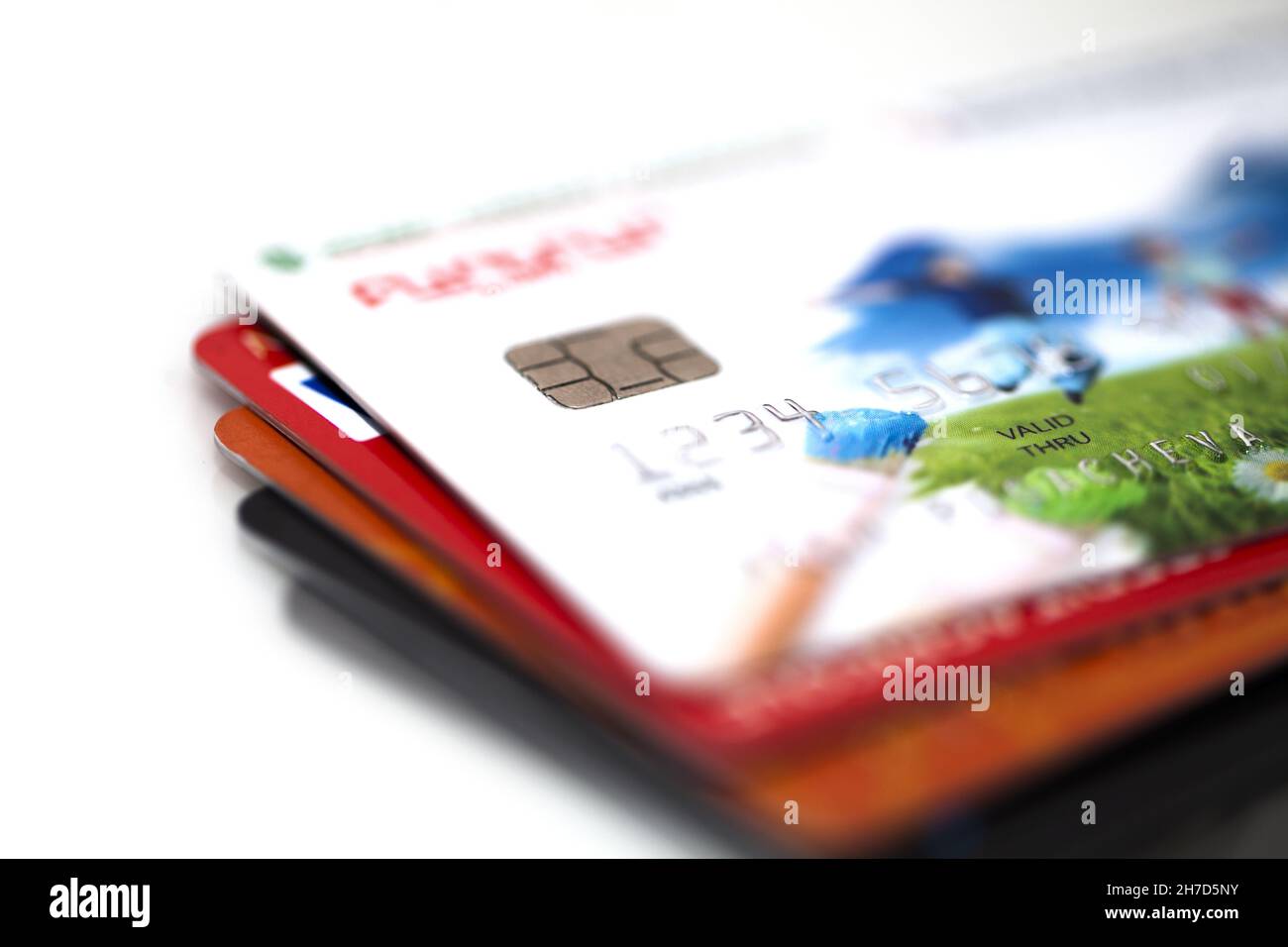 Credit cards isolated on white background Stock Photo - Alamy