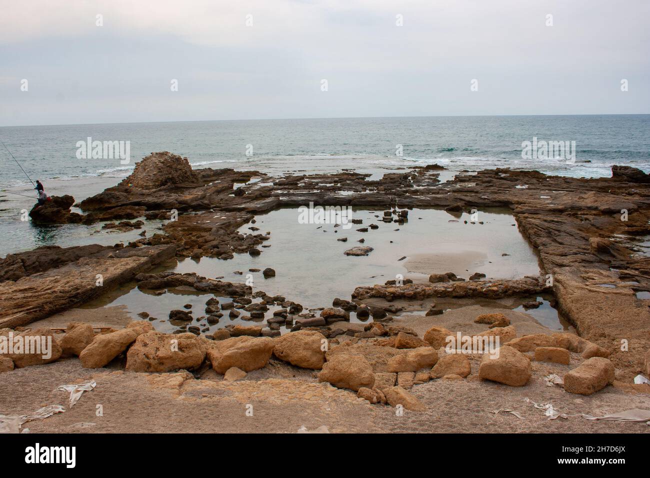 The ancient port of Caesarea, Israel Stock Photo