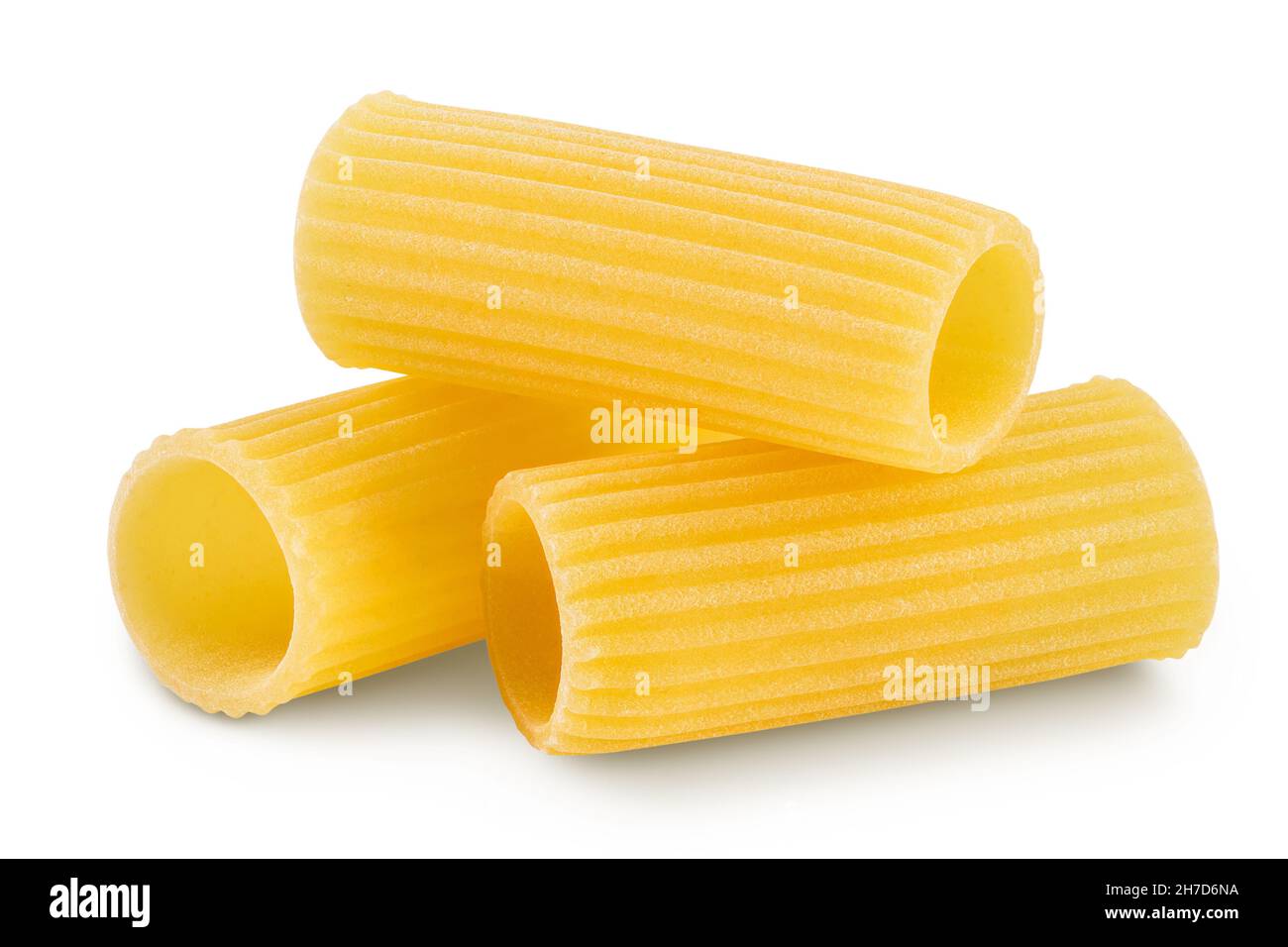 Smooth Rigatoni Without Ridges raw italian Rigatoni pasta isolated on white background with clipping ...