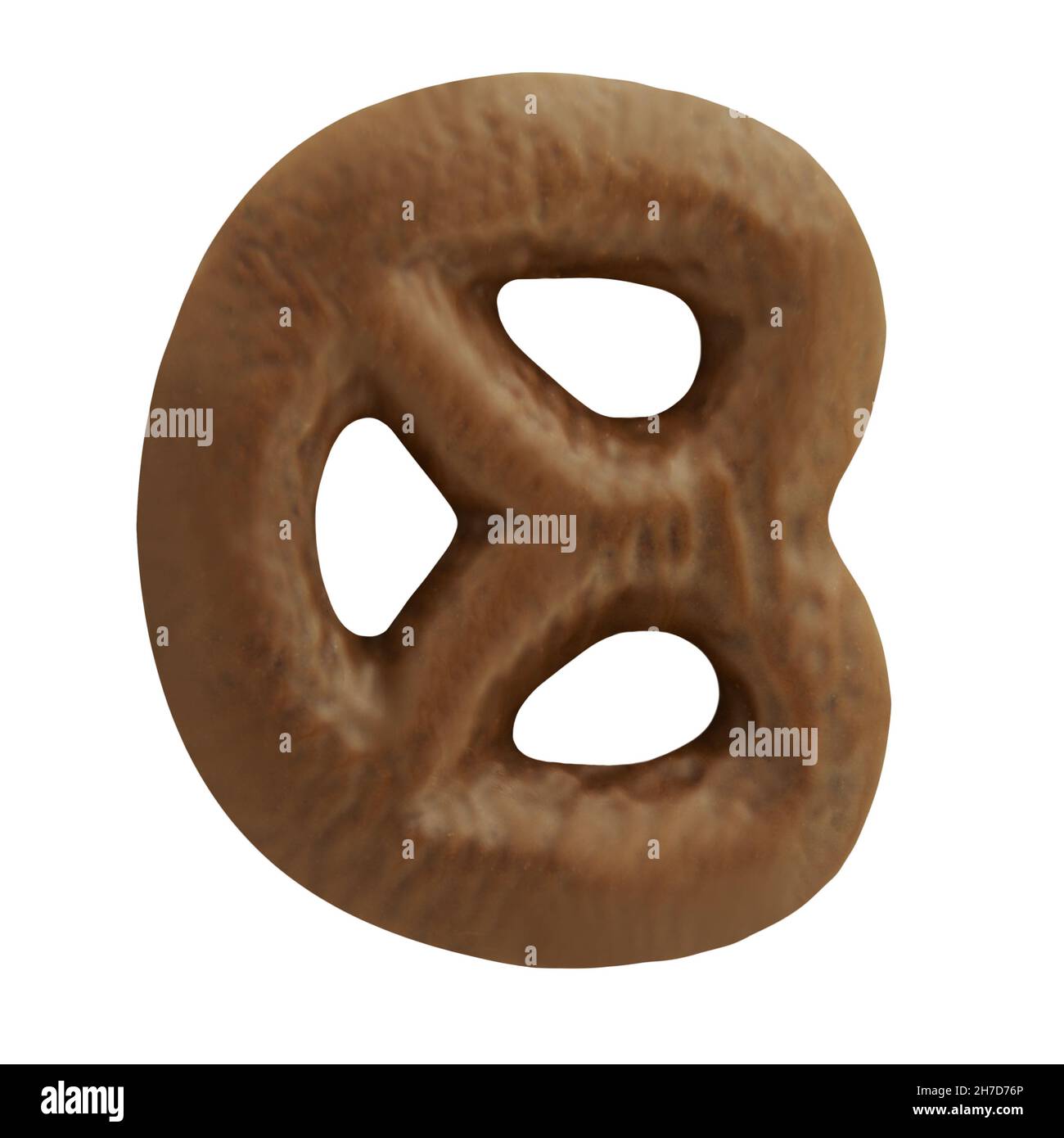Christmas Gingerbread Pretzel with chocolate isolated against white background Stock Photo