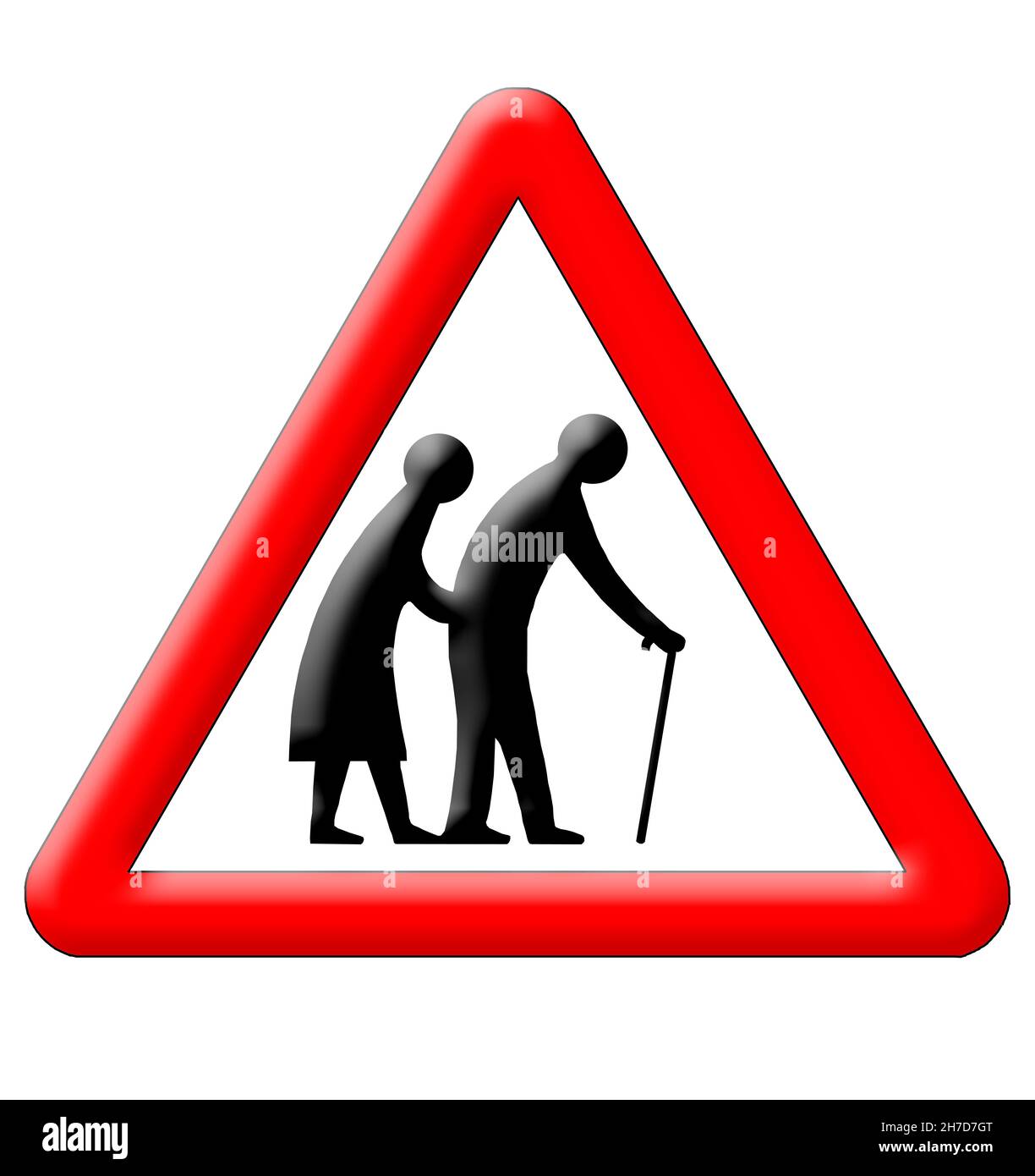 Old people crossing traffic sign isolated over white background Stock Photo