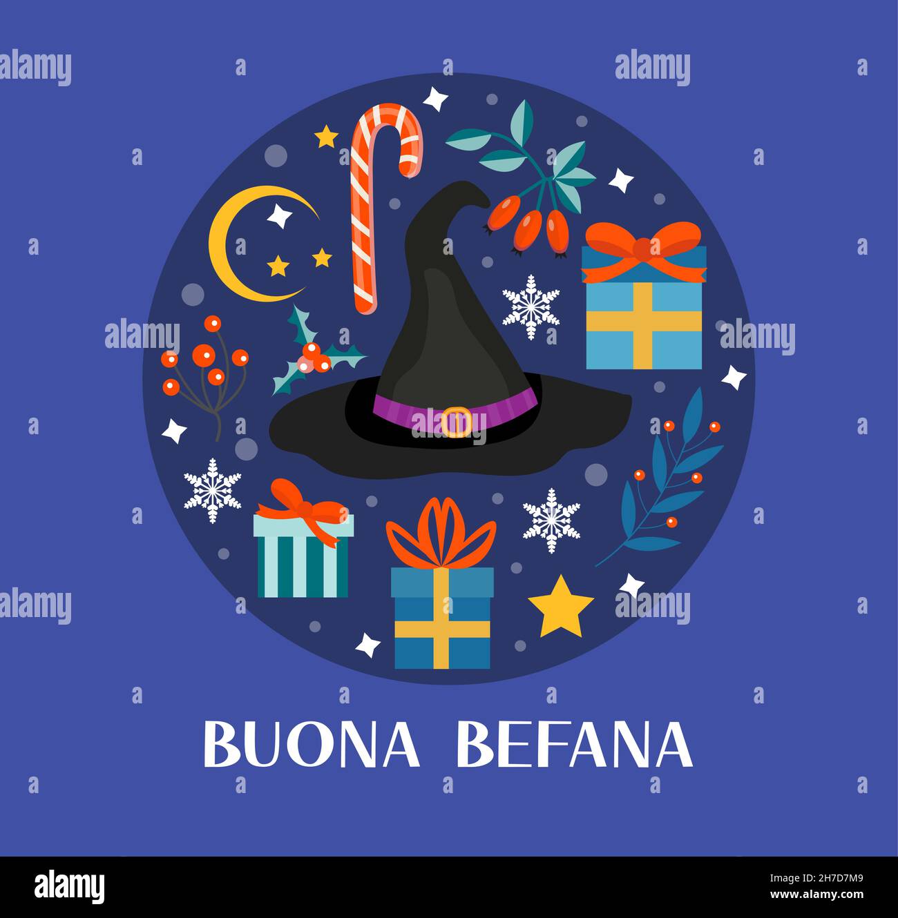 Befana Flat Vector Design Illustration Stock Illustration