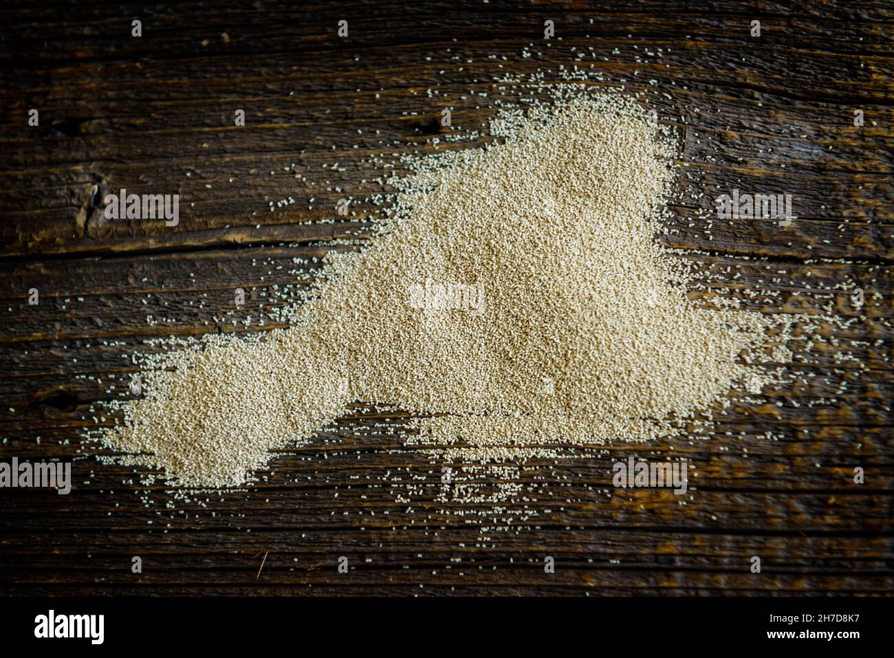 Dry active yeast, such dry yeast is used for baking bread and cakes as