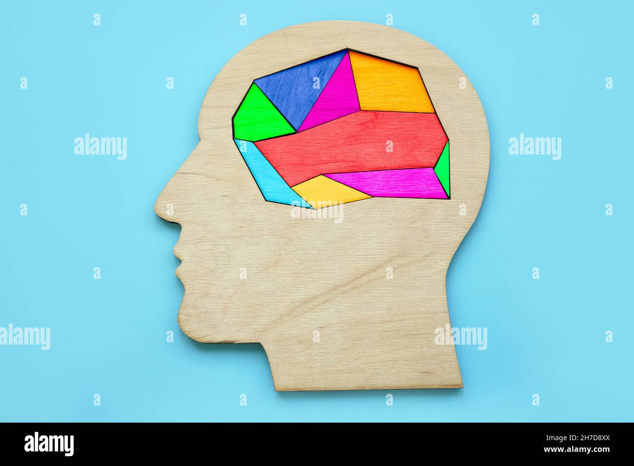 Creativity and positive emotions. Multi-colored human brain. Stock Photo